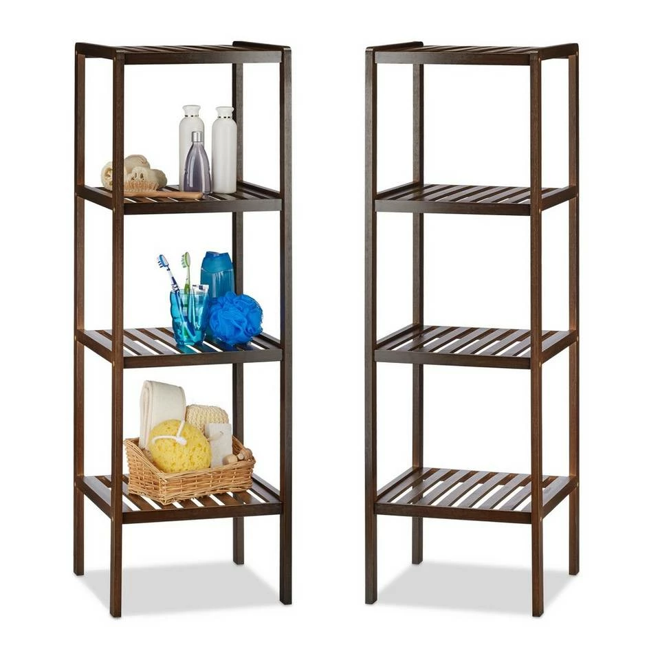 relaxdays Badregal »2 x Bambus Badregal mit 4 Ablageflächen« 1 relaxdays Badregal »2 x Bambus Badregal mit 4 Ablageflächen«