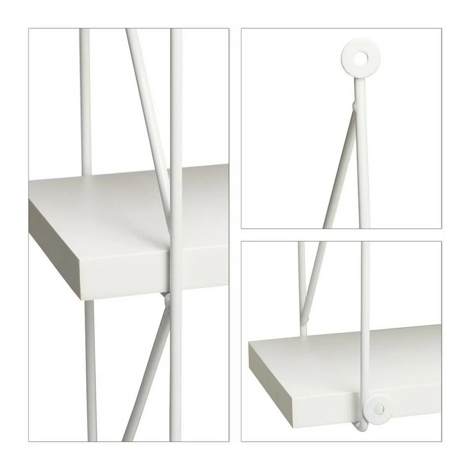 relaxdays Wandregal »Hängeregal für die Wand mit 3 Ablagen«, Weiß Weiß, Schwarz 4 relaxdays Wandregal »Hängeregal für die Wand mit 3 Ablagen«, Weiß Weiß, Schwarz – Bild 4