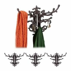 relaxdays Wandgarderobe »4 x Wandgarderobe Vintage braun« (4er Set)