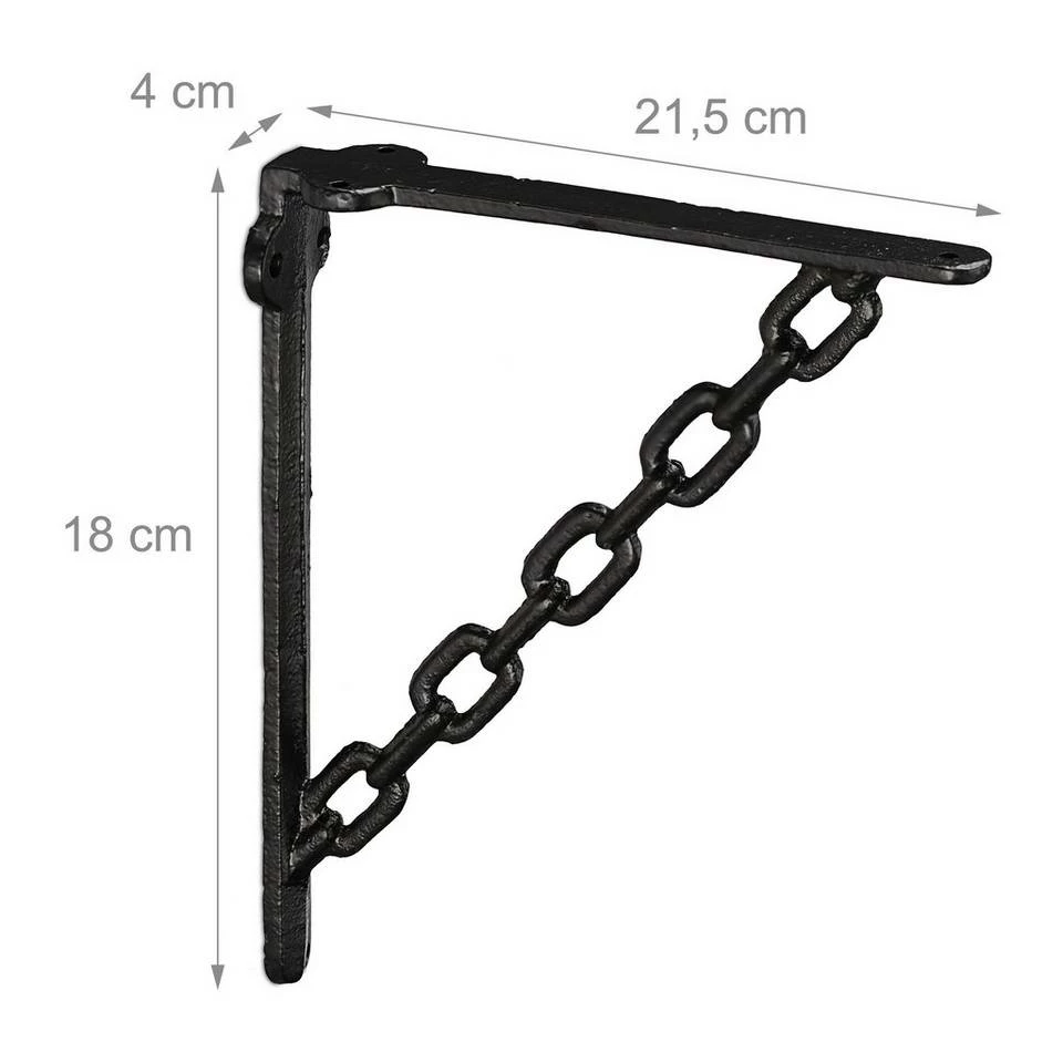 relaxdays Wandregalhalter »8 x Regalwinkel Gusseisen Kette schwarz« 4 relaxdays Wandregalhalter »8 x Regalwinkel Gusseisen Kette schwarz« – Bild 4