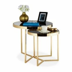 relaxdays Beistelltisch »Beistelltisch 2er Set Gold«
