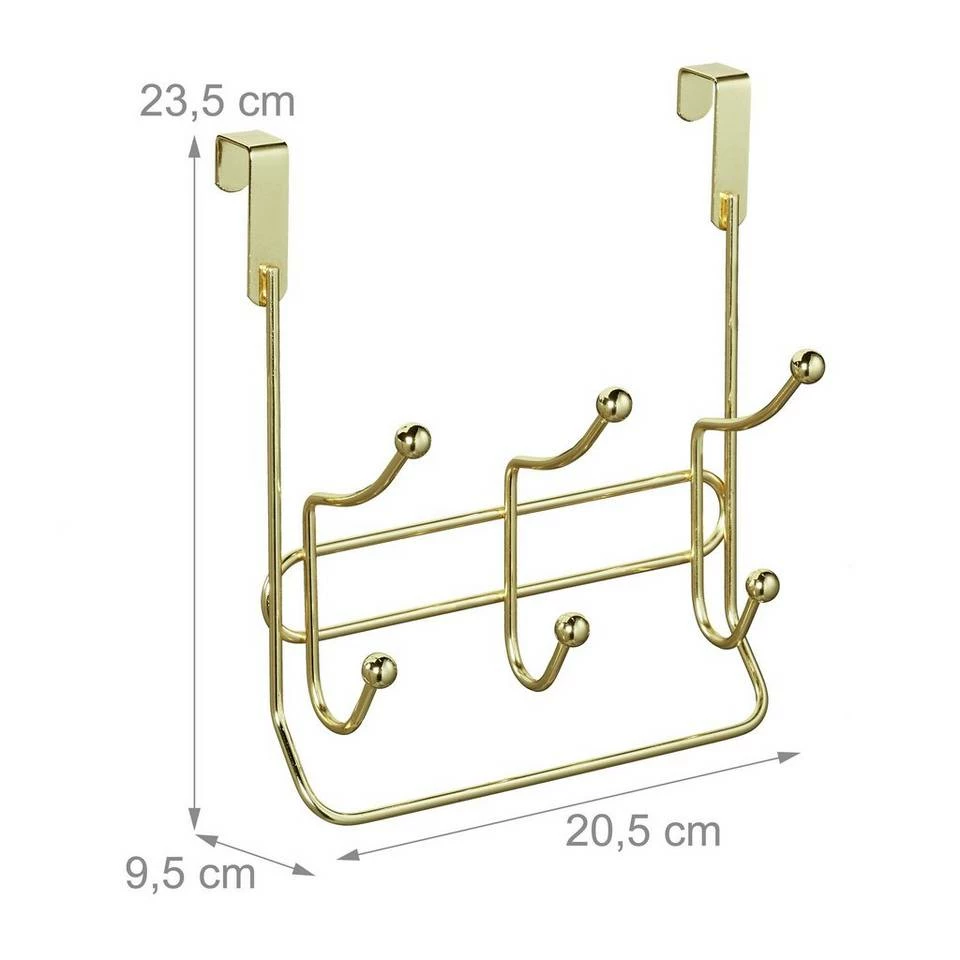 Türgarderobe »2 x Türgarderobe mit 3 Doppelhaken gold«, relaxdays 4 Türgarderobe »2 x Türgarderobe mit 3 Doppelhaken gold«, relaxdays – Bild 4