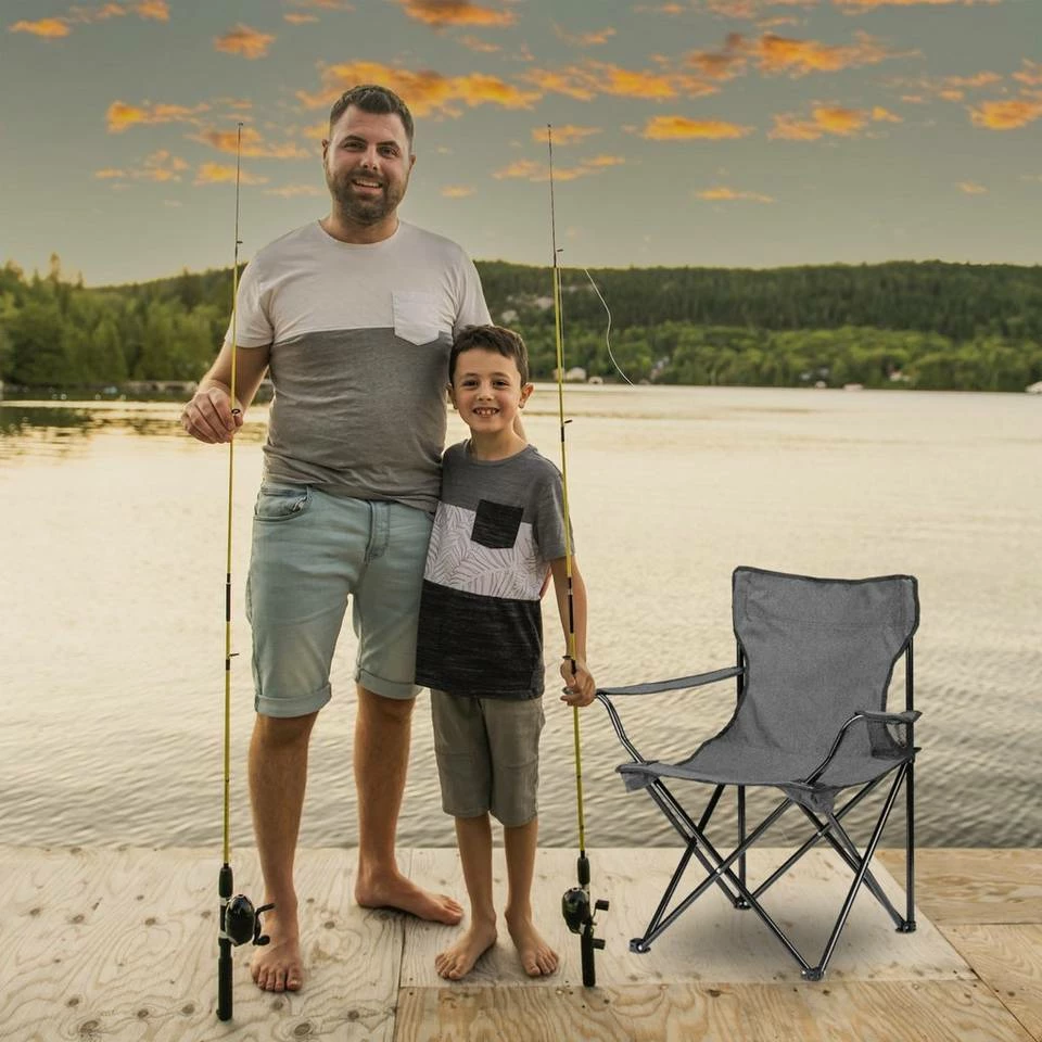 relaxdays Campingstuhl »Campingstuhl mit Getränkehalter«, Grau Dunkelrot Schwarz, Grau Schwarz, Beige Schwarz 2 relaxdays Campingstuhl »Campingstuhl mit Getränkehalter«, Grau Dunkelrot Schwarz, Grau Schwarz, Beige Schwarz – Bild 2