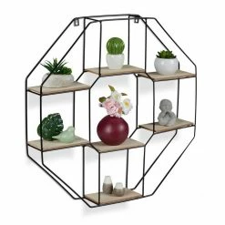 relaxdays Wandregal »Wandregal Achteck 7 Ablagen«