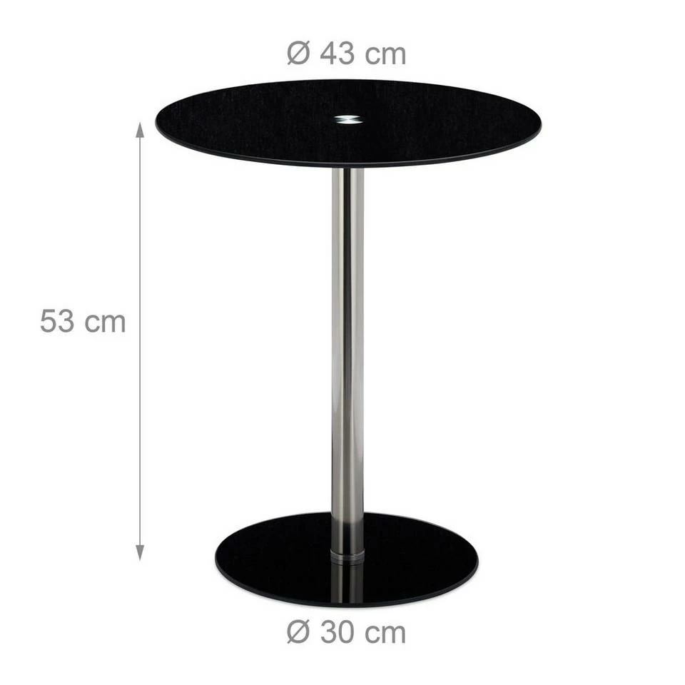 relaxdays Beistelltisch »Beistelltisch Glas Edelstahl«, Schwarz Weiß Silber, Schwarz Silber 4 relaxdays Beistelltisch »Beistelltisch Glas Edelstahl«, Schwarz Weiß Silber, Schwarz Silber – Bild 4