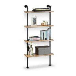 relaxdays Wandregal »Wandregal Industrie Look 4 Ablagen«