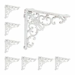 relaxdays Wandregalhalter »8 x Regalwinkel antik weiß«
