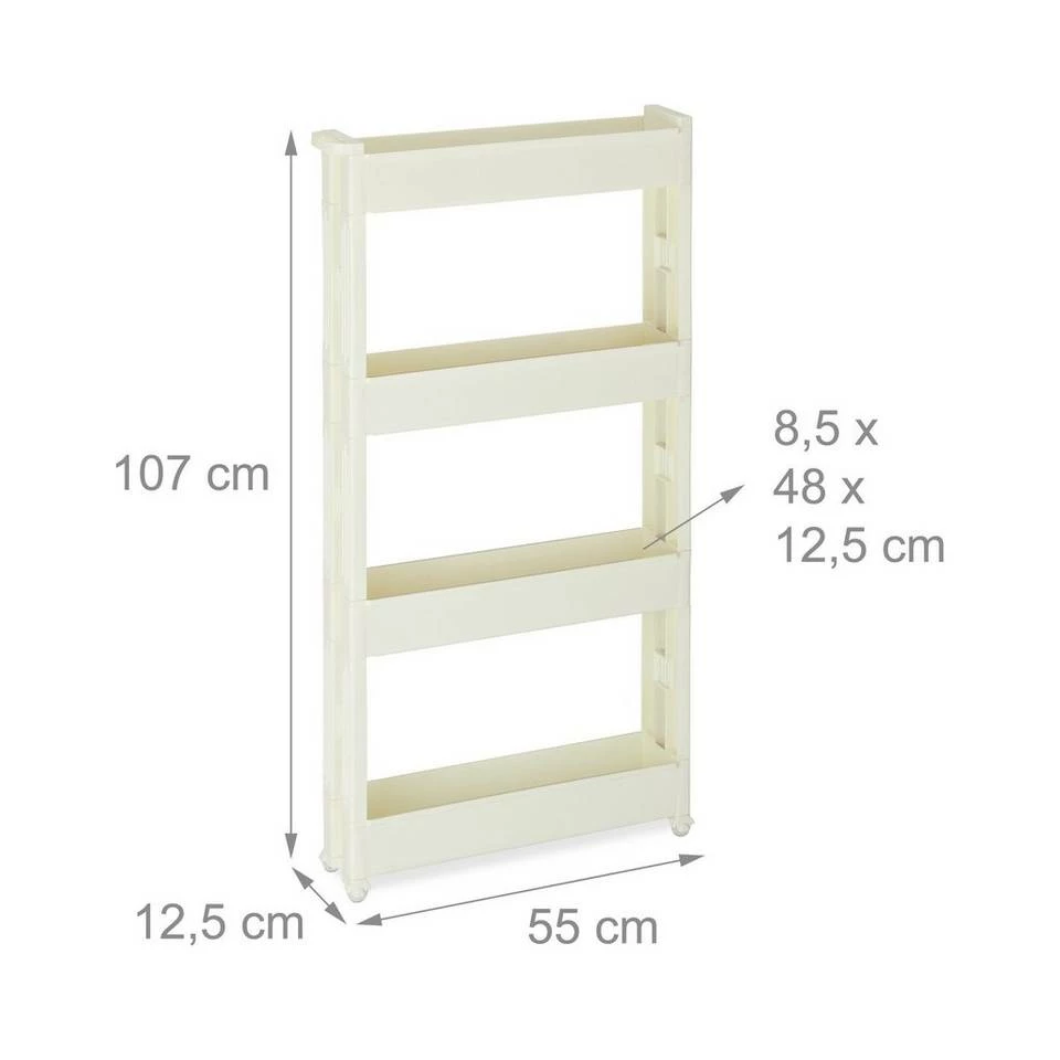 relaxdays Schieberegal »Nischenwagen mit 4 Ablagen«, Weiß 4 relaxdays Schieberegal »Nischenwagen mit 4 Ablagen«, Weiß – Bild 4
