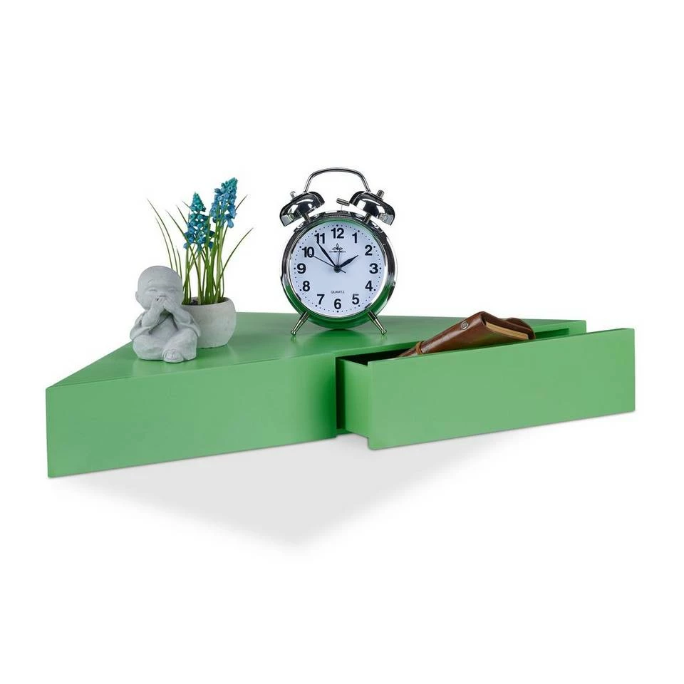 relaxdays Wandregal »Eck Wandregal mit 2 Schubladen«, Schwarz Braun, Weiß, Blau 9 relaxdays Wandregal »Eck Wandregal mit 2 Schubladen«, Schwarz Braun, Weiß, Blau – Bild 9