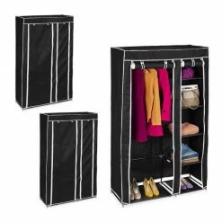 relaxdays Kleiderschrank »3 x Stoffschrank Kleiderstange schwarz«