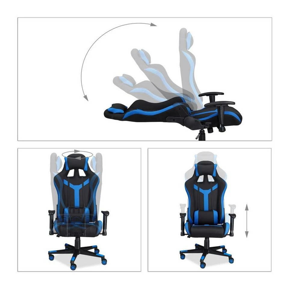 relaxdays Gaming-Stuhl »Gaming Stuhl XR10 für Pro Gamer«, Blau Weiß Schwarz, Blau Schwarz, Orange Schwarz, Grün Schwarz 5 relaxdays Gaming-Stuhl »Gaming Stuhl XR10 für Pro Gamer«, Blau Weiß Schwarz, Blau Schwarz, Orange Schwarz, Grün Schwarz – Bild 5