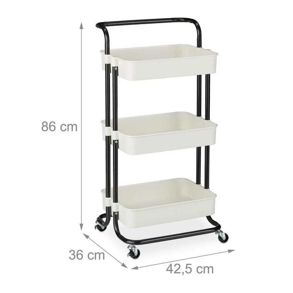 relaxdays Servierwagen »Rollwagen mit 3 Etagen & Griff«, Schwarz Weiß Schwarz, Weiß 4 relaxdays Servierwagen »Rollwagen mit 3 Etagen & Griff«, Schwarz Weiß Schwarz, Weiß – Bild 4