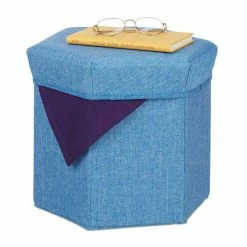 relaxdays Sitzhocker »Sitzhocker mit Stauraum«, Blau Anthrazit, Grau