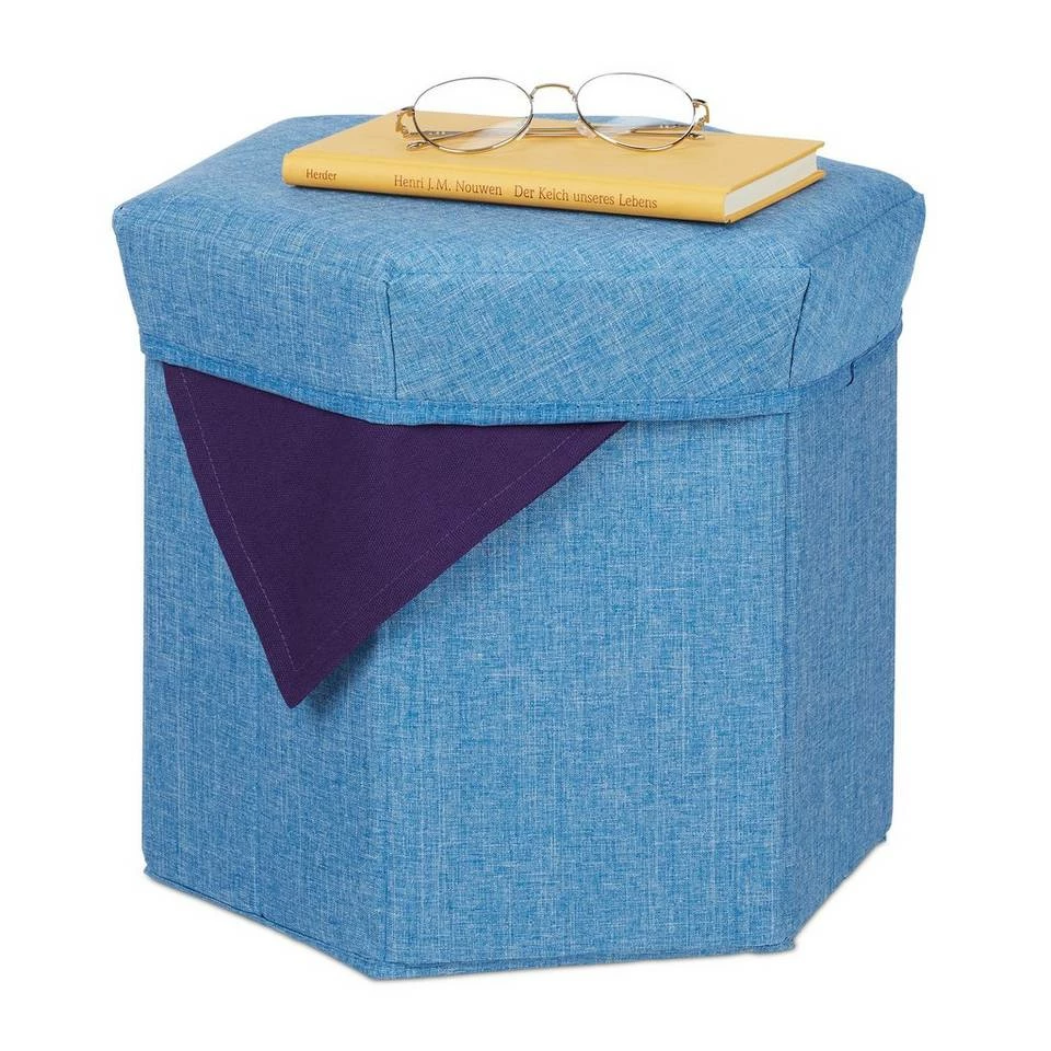 relaxdays Sitzhocker »Sitzhocker mit Stauraum«, Blau Anthrazit, Grau 1 relaxdays Sitzhocker »Sitzhocker mit Stauraum«, Blau Anthrazit, Grau