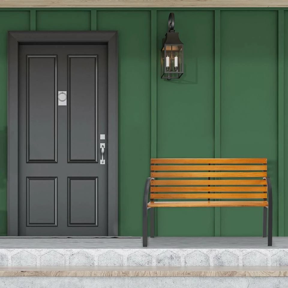 relaxdays Gartenbank »Holz Gartenbank mit Stahlrahmen« 2 relaxdays Gartenbank »Holz Gartenbank mit Stahlrahmen« – Bild 2