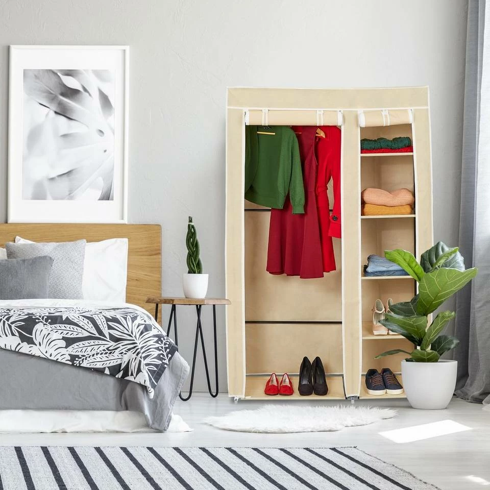 relaxdays Kleiderschrank »2 x Stoffschrank Kleiderstange beige« 2 relaxdays Kleiderschrank »2 x Stoffschrank Kleiderstange beige« – Bild 2