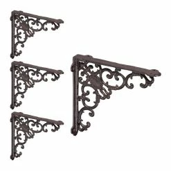 relaxdays Wandregalhalter »4 x Regalwinkel antik braun«