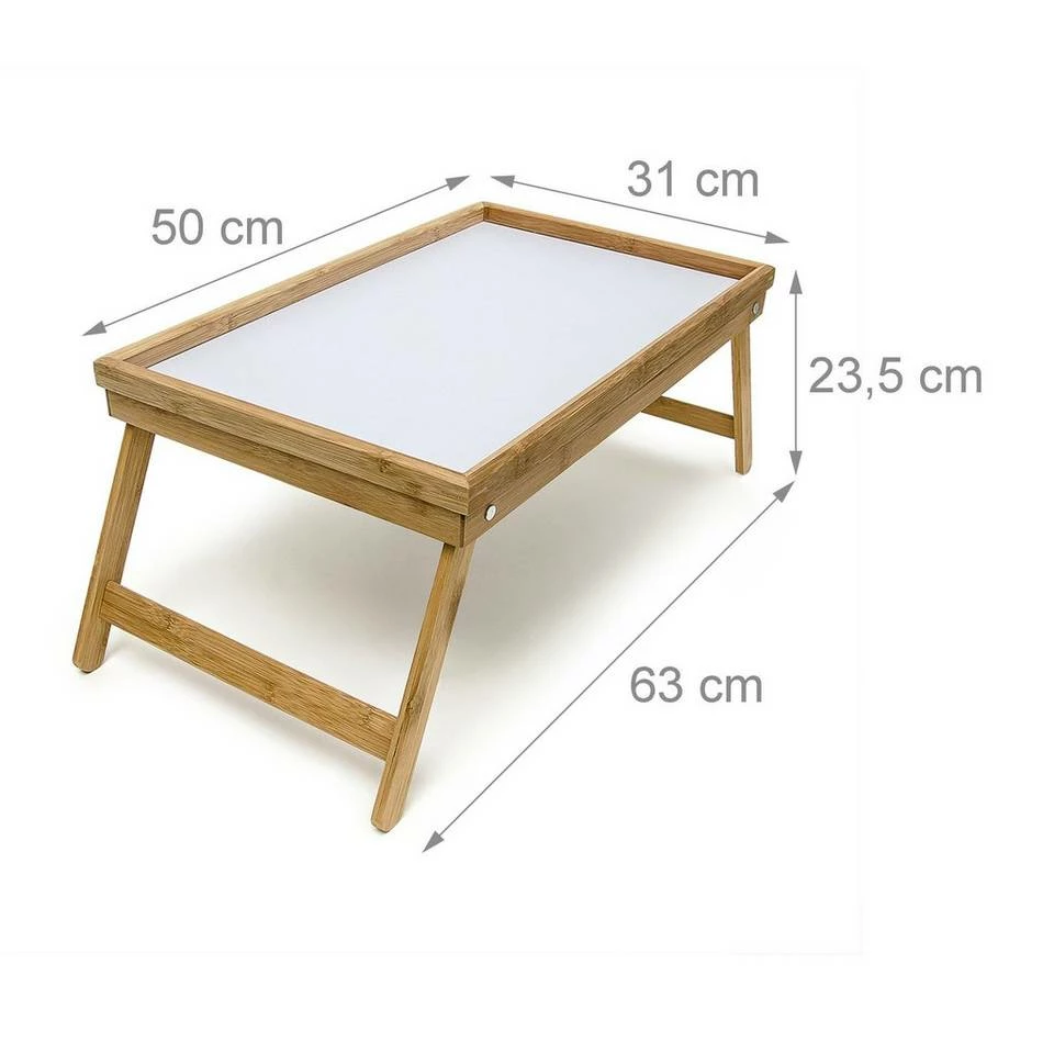 relaxdays Tabletttisch »2 x Bett Tablett Weiß-Bambus« 3 relaxdays Tabletttisch »2 x Bett Tablett Weiß-Bambus« – Bild 3