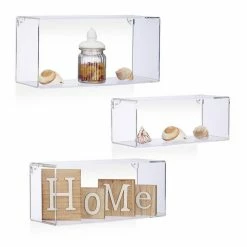 relaxdays Wandregal »Wandregal Acryl 3er Set«, rechteckig