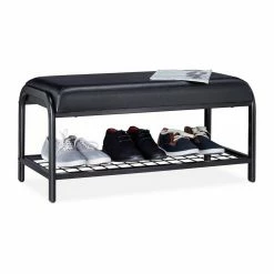 relaxdays Schuhbank »Schuhbank mit Sitzfläche«, Schwarz