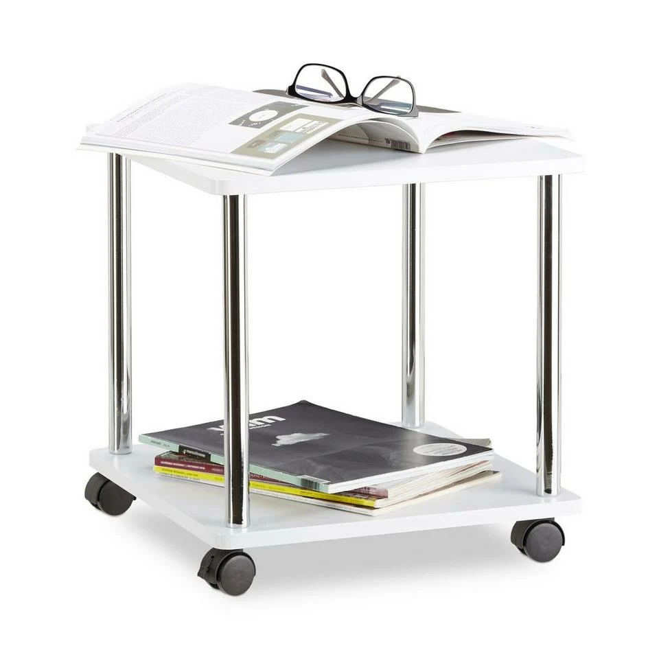 relaxdays Beistelltisch »Beistelltisch rollbar 2 Etagen«, quadratisch 1 relaxdays Beistelltisch »Beistelltisch rollbar 2 Etagen«, quadratisch