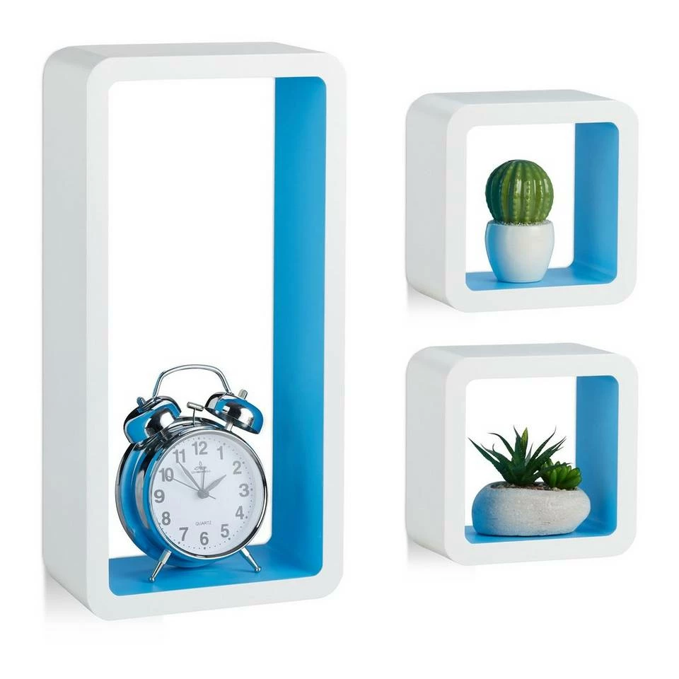 relaxdays Hängeregal »Schwebende Cube Regale 3er Set«, Braun Weiß, Weiß Lila, Schwarz 12 relaxdays Hängeregal »Schwebende Cube Regale 3er Set«, Braun Weiß, Weiß Lila, Schwarz – Bild 12