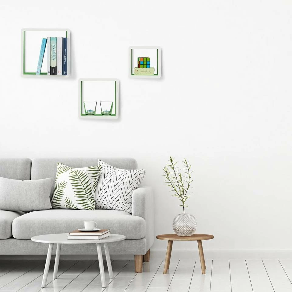 relaxdays Wandregal »Wandregal Cubes 3-teiliges Set«, Weiß-Violett Weiß Hellblau, Braun, Weiß Lila, Weiß Grün 5 relaxdays Wandregal »Wandregal Cubes 3-teiliges Set«, Weiß-Violett Weiß Hellblau, Braun, Weiß Lila, Weiß Grün – Bild 5