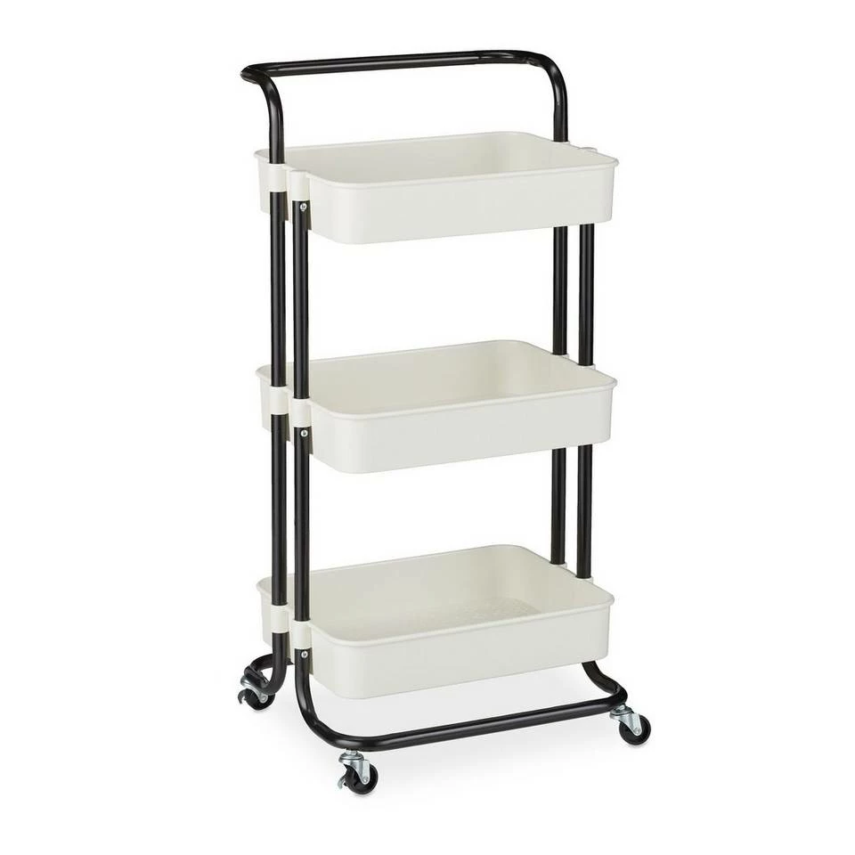 relaxdays Servierwagen »Rollwagen mit 3 Etagen & Griff«, Schwarz Weiß Schwarz, Weiß 9 relaxdays Servierwagen »Rollwagen mit 3 Etagen & Griff«, Schwarz Weiß Schwarz, Weiß – Bild 9