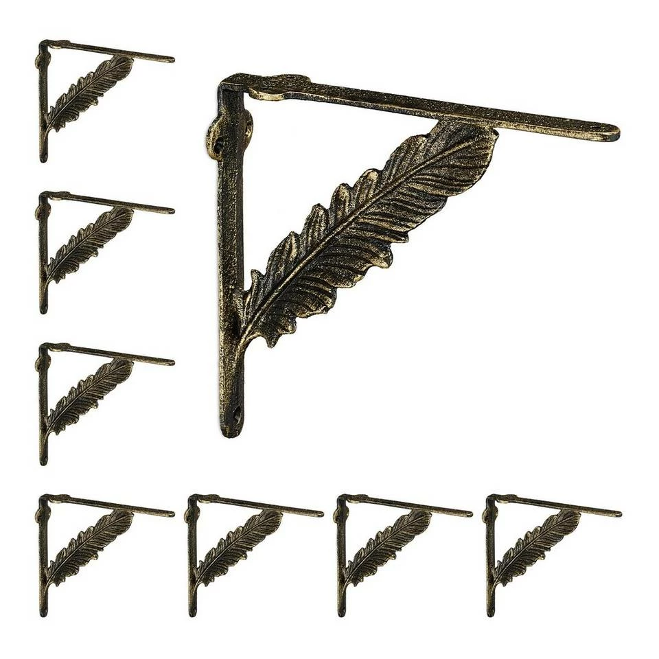 relaxdays Wandregalhalter »8 x Regalwinkel Gusseisen Feder bronze« 1 relaxdays Wandregalhalter »8 x Regalwinkel Gusseisen Feder bronze«