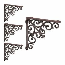 relaxdays Wandregalhalter »4 x Regalwinkel antik braun«