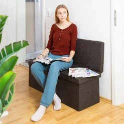 relaxdays Sitzhocker »Faltbarer Sitzhocker mit Lehne XL«, Grau Dunkelbraun -Deutschland Möbel Verkäufe 2024 bb8061cf 67cc 54ae 8191 2850af98fe00