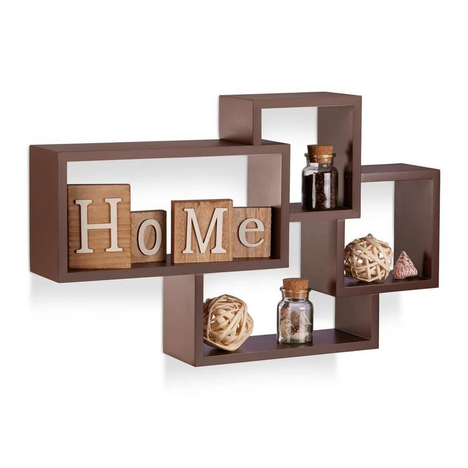 relaxdays Wandregal »Wandregal Cube freischwebend«, Braun Lila, Hellblau, Grün, Schwarz 1 relaxdays Wandregal »Wandregal Cube freischwebend«, Braun Lila, Hellblau, Grün, Schwarz