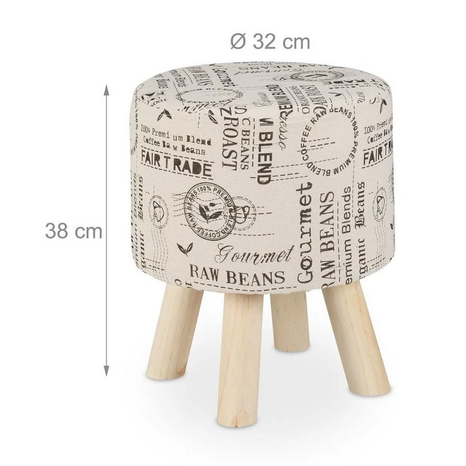 relaxdays Sitzhocker »Runder Sitzhocker mit Stoffbezug« 4 relaxdays Sitzhocker »Runder Sitzhocker mit Stoffbezug« – Bild 4