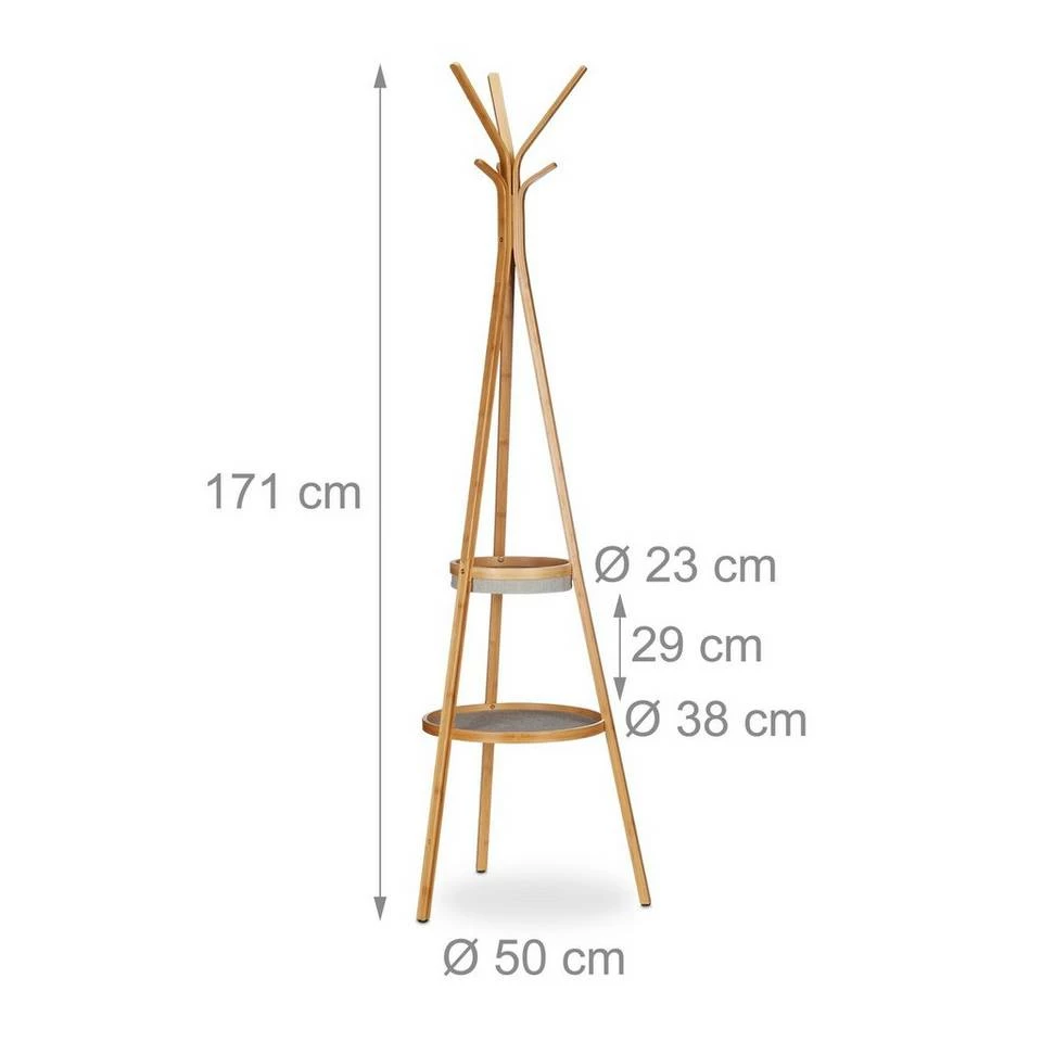 relaxdays Garderobenständer »Bambus Garderobe mit Ablagen« 4 relaxdays Garderobenständer »Bambus Garderobe mit Ablagen« – Bild 4