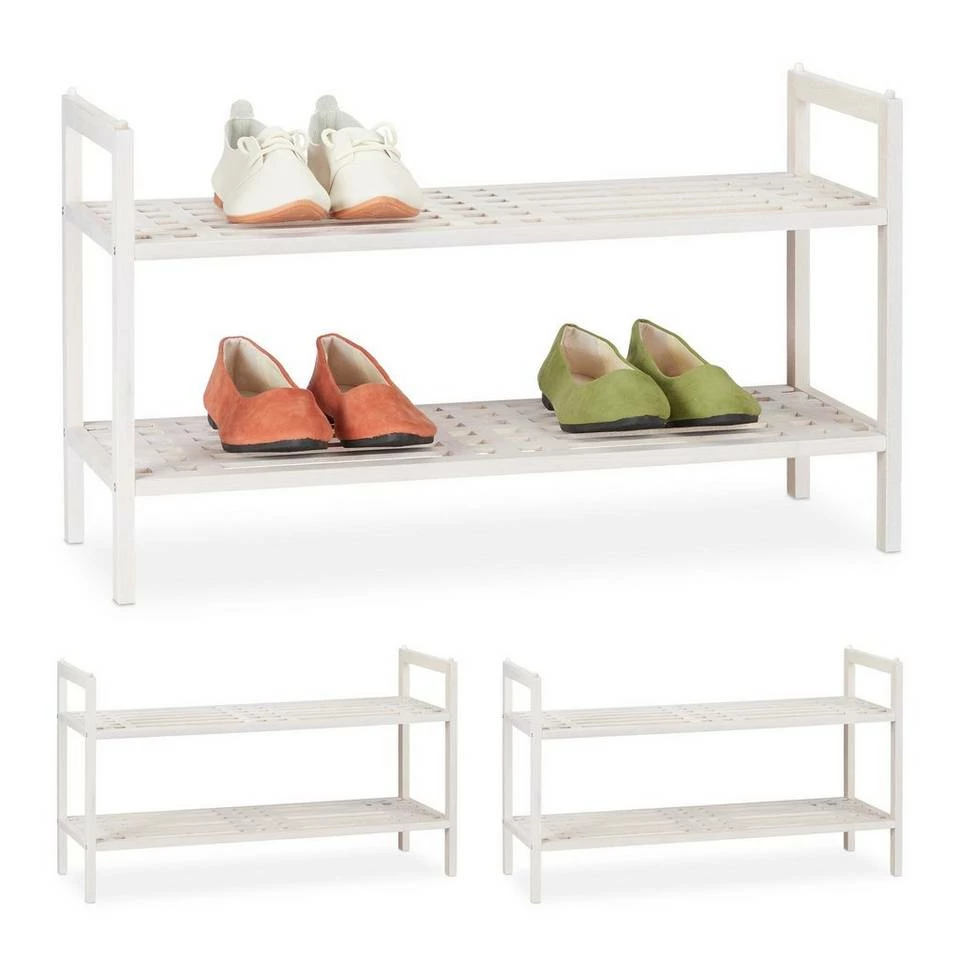 relaxdays Schuhregal »3 x Schuhregal stapelbar weiß« 1 relaxdays Schuhregal »3 x Schuhregal stapelbar weiß«