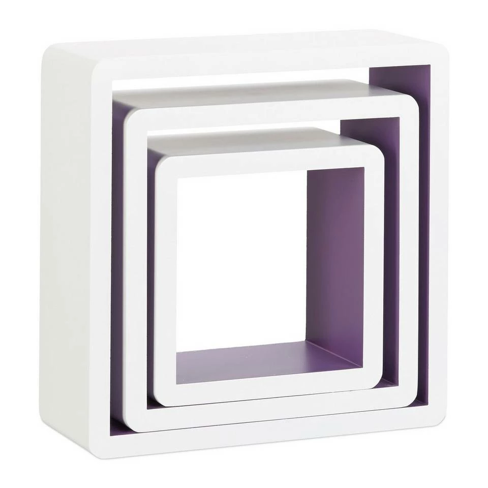 relaxdays Wandregal »Wandregal Cubes 3-teiliges Set«, Weiß-Violett Weiß Hellblau, Braun, Weiß Lila, Weiß Grün 7 relaxdays Wandregal »Wandregal Cubes 3-teiliges Set«, Weiß-Violett Weiß Hellblau, Braun, Weiß Lila, Weiß Grün – Bild 7