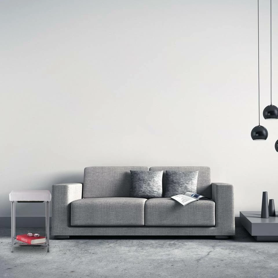 relaxdays Polsterhocker »Gepolsterter Hocker mit Ablage Weiß«, Weiß 2 relaxdays Polsterhocker »Gepolsterter Hocker mit Ablage Weiß«, Weiß – Bild 2