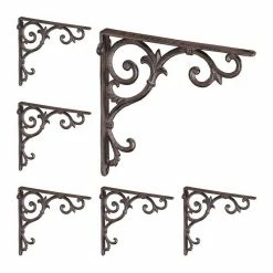 relaxdays Wandregalhalter »6 x Regalwinkel antik braun«