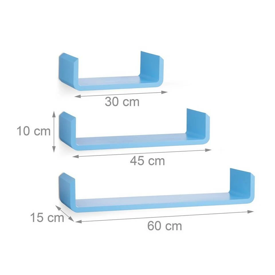 relaxdays Wandboard »Regalbrett 3er Set«, Blau Lila, Hellblau, Schwarz, Weiß 3 relaxdays Wandboard »Regalbrett 3er Set«, Blau Lila, Hellblau, Schwarz, Weiß – Bild 3