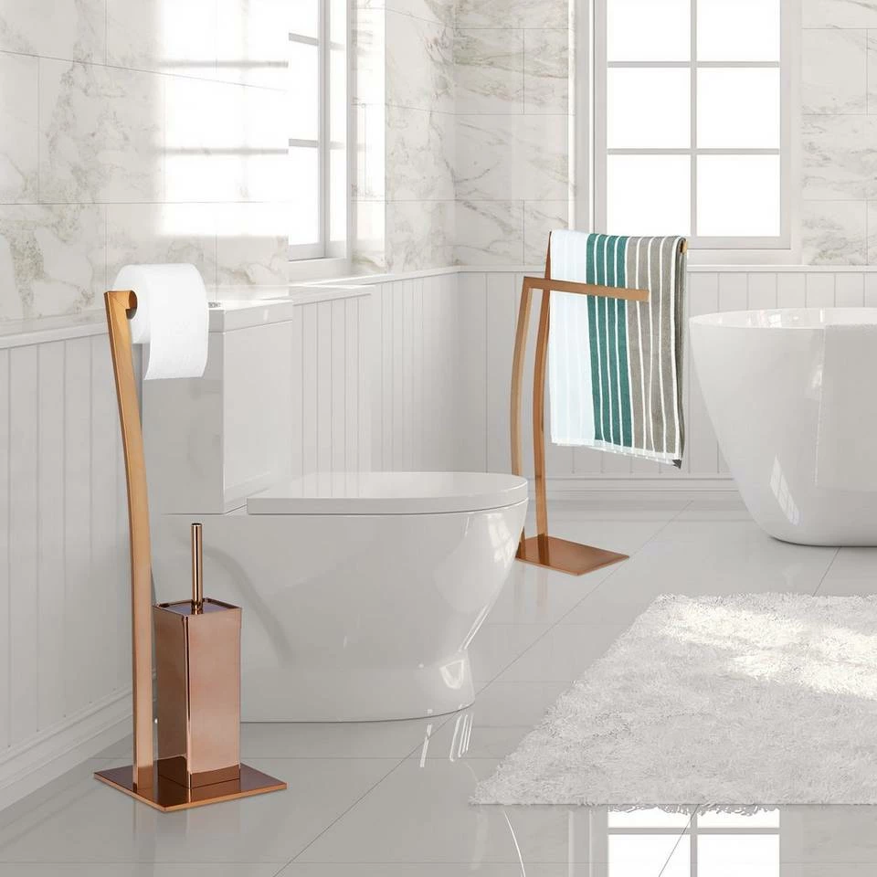 relaxdays Badezimmer-Set »WC Garnitur WIMEDO Edelstahl«, Silber Kupfer 3 relaxdays Badezimmer-Set »WC Garnitur WIMEDO Edelstahl«, Silber Kupfer – Bild 3