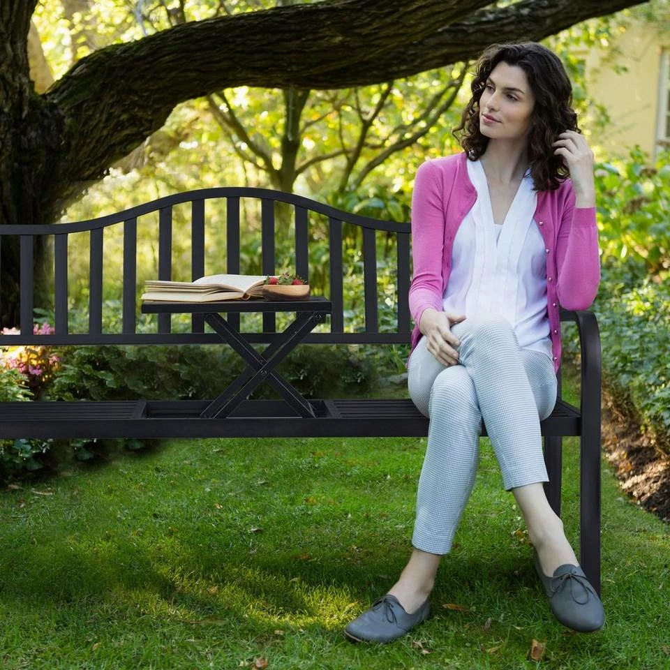 relaxdays Gartenbank »Gartenbank mit Klapptisch«, Schwarz-Bronze Weiß Gold, Schwarz Gold 5 relaxdays Gartenbank »Gartenbank mit Klapptisch«, Schwarz-Bronze Weiß Gold, Schwarz Gold – Bild 5