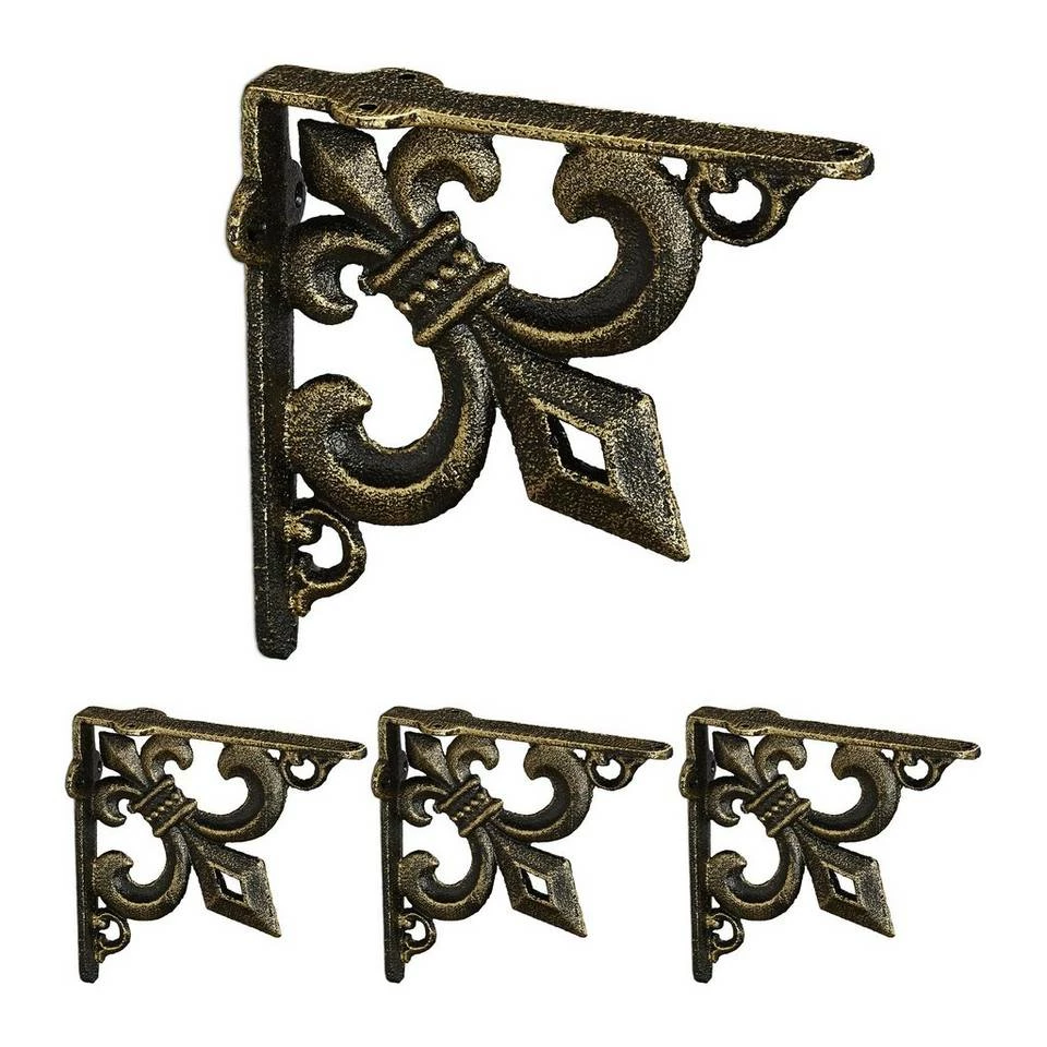 relaxdays Wandregalhalter »4 x Regalwinkel Gusseisen antik bronze« 1 relaxdays Wandregalhalter »4 x Regalwinkel Gusseisen antik bronze«
