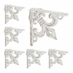 relaxdays Wandregalhalter »6 x Regalwinkel Gusseisen antik weiß«