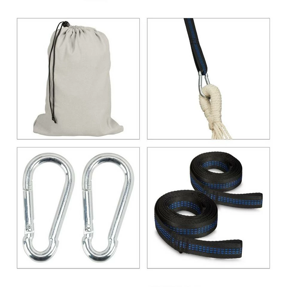 relaxdays Hängematte »Hängematte Baumwolle XXL«, Beige Blau Beige, Grau Beige, Braun Beige 8 relaxdays Hängematte »Hängematte Baumwolle XXL«, Beige Blau Beige, Grau Beige, Braun Beige – Bild 8