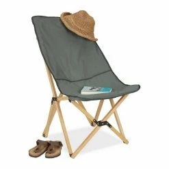 relaxdays Relaxliege »Klappbarer Liegestuhl in Graugrün«