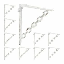 relaxdays Wandregalhalter »10 x Regalwinkel Gusseisen Kette weiß«