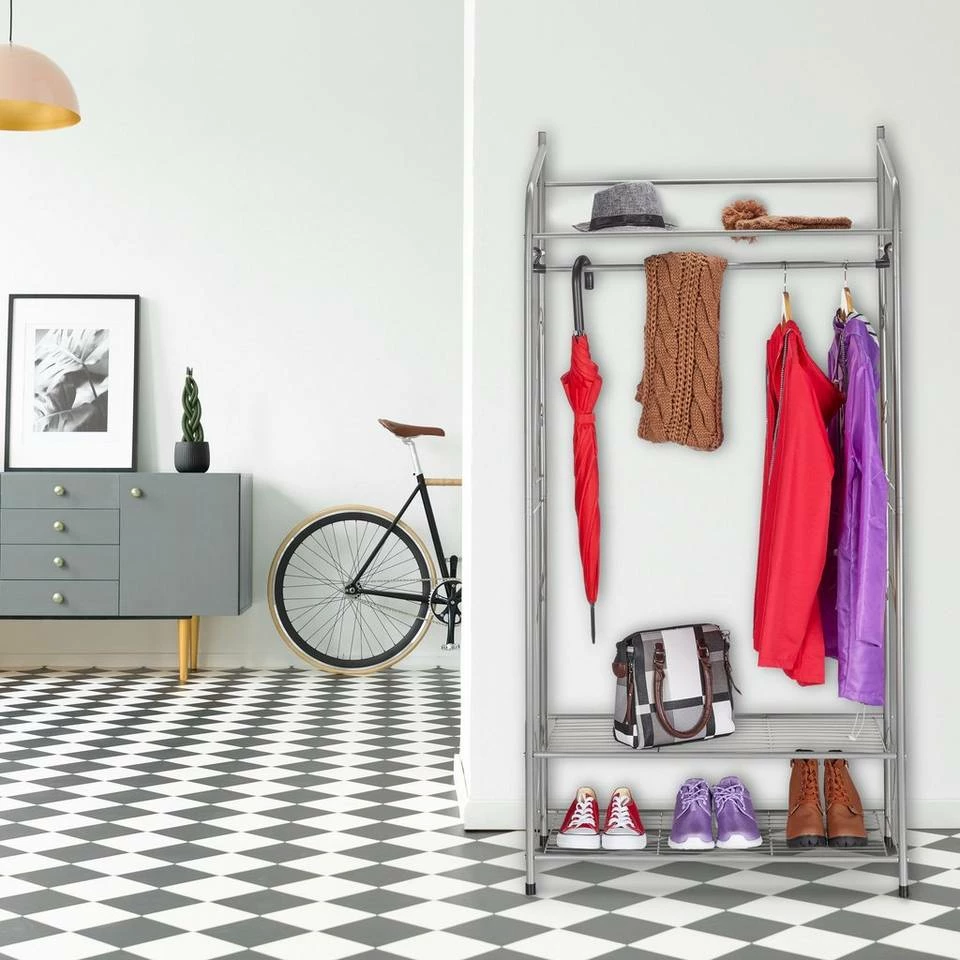 relaxdays Kleiderständer »Kleiderständer mit 3 Ablagen«, Silber Gold, Weiß 5 relaxdays Kleiderständer »Kleiderständer mit 3 Ablagen«, Silber Gold, Weiß – Bild 5