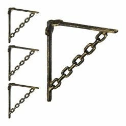 relaxdays Wandregalhalter »4 x Regalwinkel Gusseisen Kette bronze«