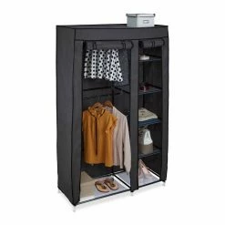 relaxdays Stoffschrank »Stoffschrank mit 2 Kleiderstangen« Anthrazit