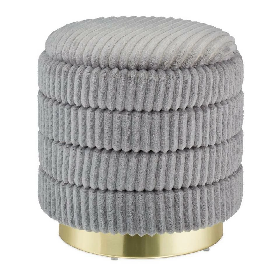 relaxdays Polsterhocker »Grauer Samthocker mit Stauraum« 9 relaxdays Polsterhocker »Grauer Samthocker mit Stauraum« – Bild 9